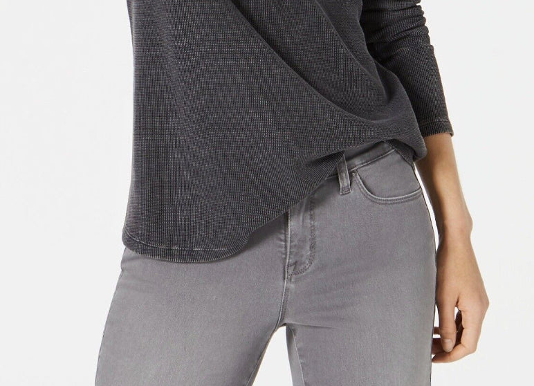 Style & Co Women's Split Neck Cotton Thermal Top Grey Size XX-Large