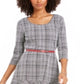 NY Collection Women's Plaid Fit & Flare Dress Black Size Petite Small
