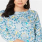 Charter Club Women's Pima Cotton Printed Boat Neck Top Blue Size Medium