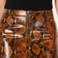 Guess Women's Yolanda Snake Print Faux Leather Mini Skirt Orange Size X-Large