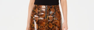Guess Women's Yolanda Snake Print Faux Leather Mini Skirt Orange Size X-Large
