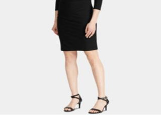 Ralph Lauren Women's 3/4 Sleeve Runched Jersey Dress Black Size 0