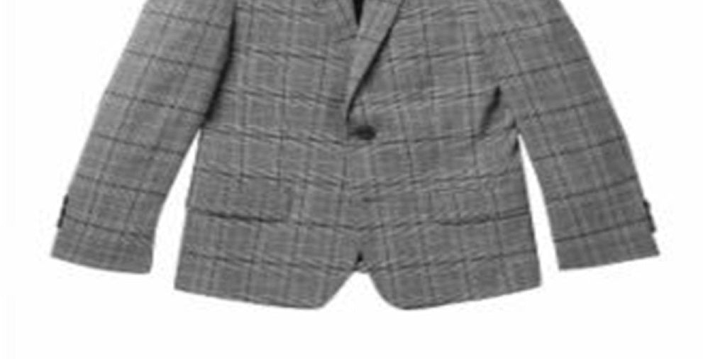 Tommy Hilfiger Big Boy's Stretch Windowpane Plaid Suit Jacket Black Size 10