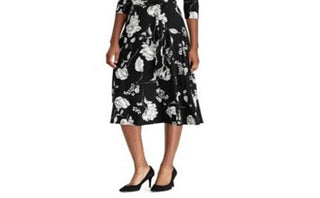 Ralph Lauren Women's Cream Floral Surplice Fit & Flare MIDI Dress Black Size 6