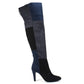 Rialto Women's Leather Closed Toe Knee High Fashion Boots Blue Size 9.5 M