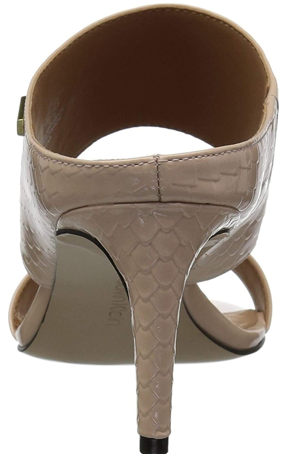 Calvin Klein Women's Cecily Leather Open Toe Casual Slide Sandals Beige Size 10