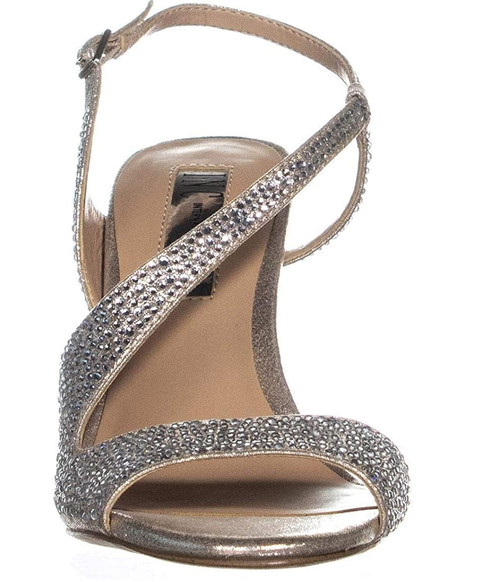 INC International Concepts Women's Renita2 Fabric Open Toe Pearl Gold Size 10 M