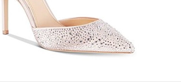 Badgley Mischka Women's Alexandra Embelished Pointed Toe Pump Champagne Beige Size 7 M