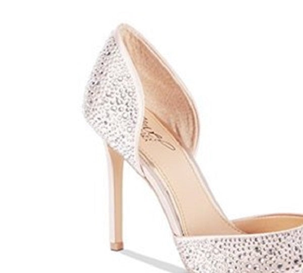 Badgley Mischka Women's Alexandra Embelished Pointed Toe Pump Champagne Beige Size 7 M