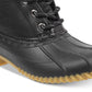 Tommy Hilfiger Women's 1/2 Heel Padded Waterproof Fur Trim Rian Round Toe Block Heel Lace up Snow Boots Black Size 5 M