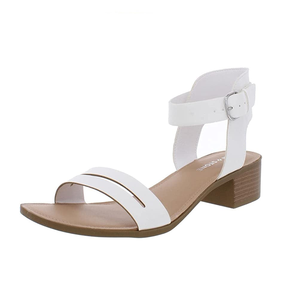 Sun + Stone Women's Alectap Ankle Strap Heel Sandals White Size  9.5 M