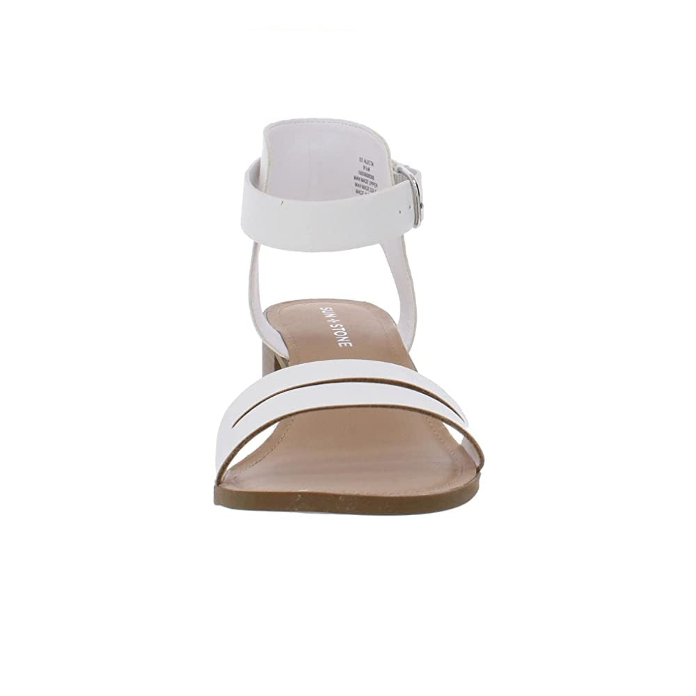 Sun + Stone Women's Alectap Ankle Strap Heel Sandals White Size  9.5 M