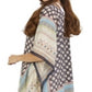Two's Company Women's Roberta Moorish Pattern with Hand Stitched Embroidery and Tassels Poncho Blue Size One Size