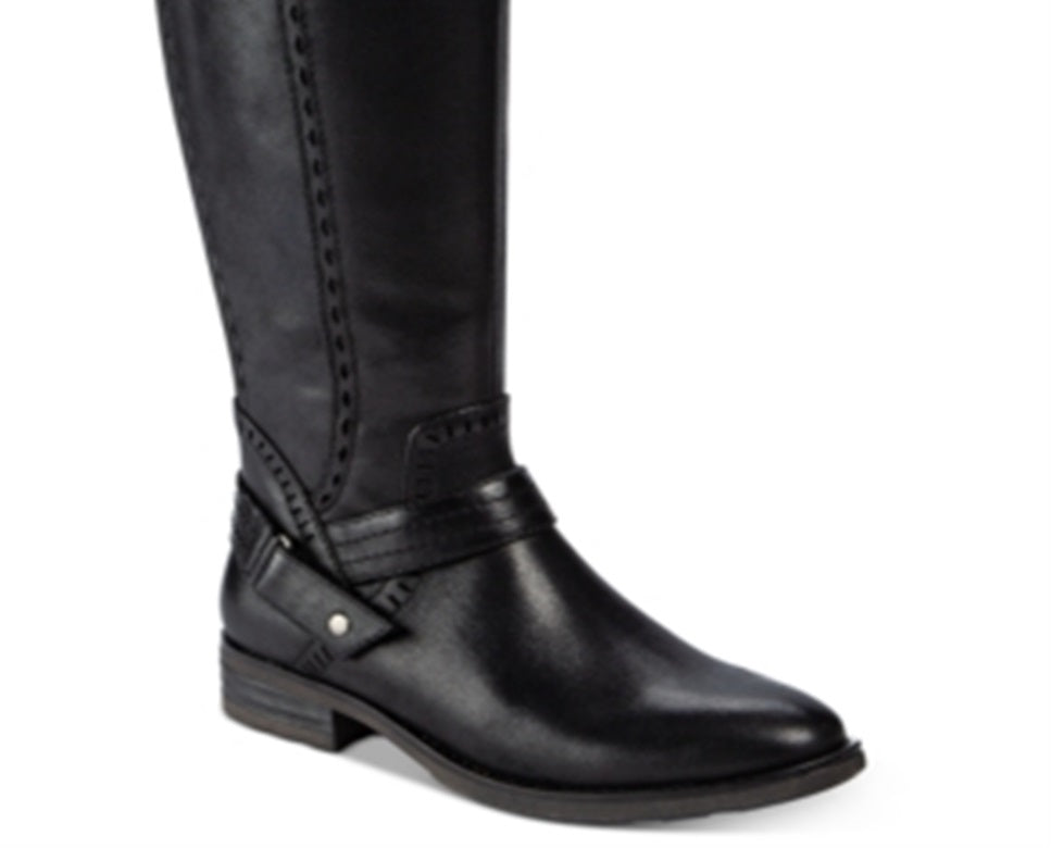 Baretraps Women's Abram Laser Cut Mixed Media Riding Boots Black Size 5 M