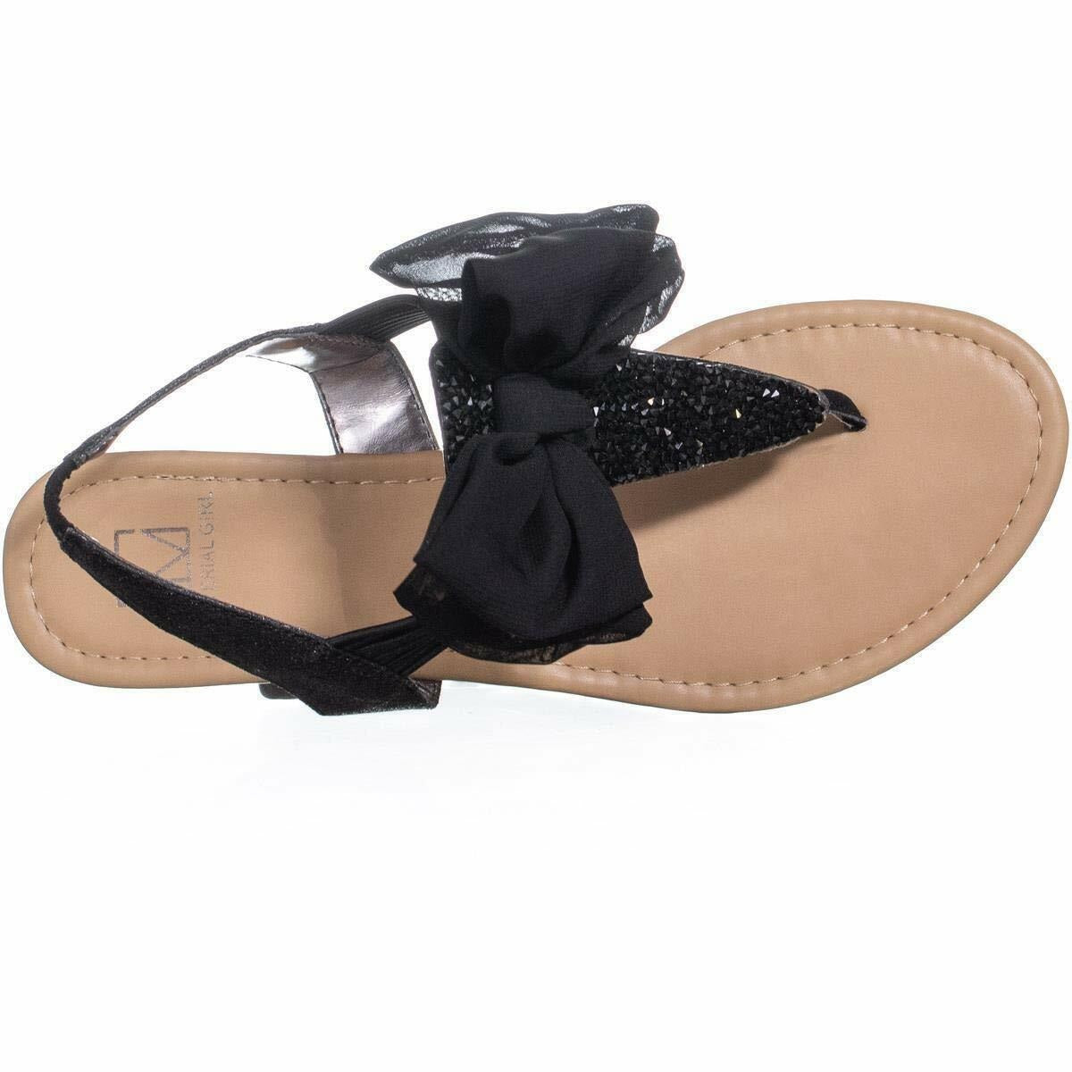 Material Girl Women's Swan Open Toe Casual Sandals Black Size 7.5M
