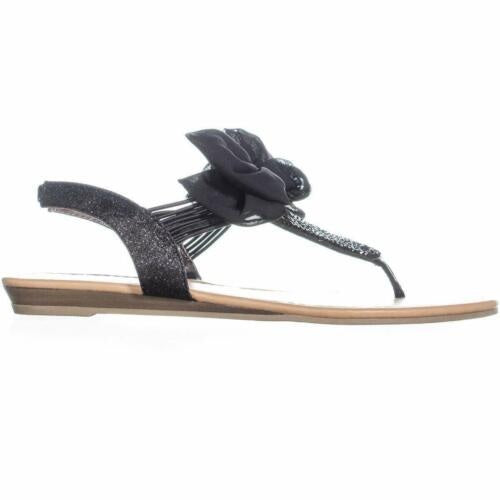Material Girl Women's Swan Open Toe Casual Sandals Black Size 7.5M
