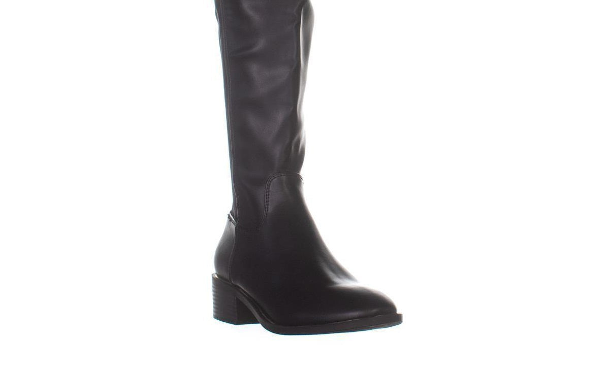 Material Girl Women's Almond Toe Over Knee Black Size 6.5 M