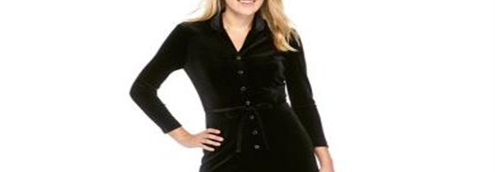 Anne Klein Women's Button Down 3/4 Sleeve Collared MIDI Shirt Dress Wear to Work Dress Black Size 6