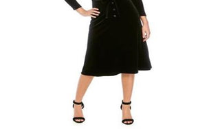 Anne Klein Women's Button Down 3/4 Sleeve Collared MIDI Shirt Dress Wear to Work Dress Black Size 6