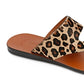 Kenneth Cole Women's Animal Print Toe Ring Palm Round Toe Slip on Leather Thong Sandals Beige 7.5 M