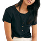Free People Women's What's up Crop Casual Henley Top Black Size Large