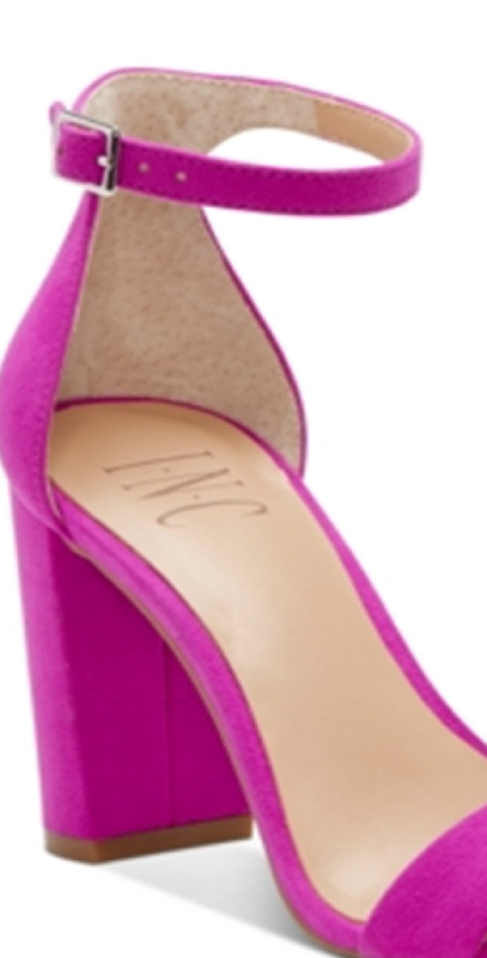 INC International Concepts Women's Lexini Microsuede Ankle Strap Dress Sandals Purple Size 9 Medium