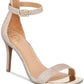 Material Girl Women's Blaire Fabric Open Toe Ankle Strap Classic Pumps Gold Size 9 M