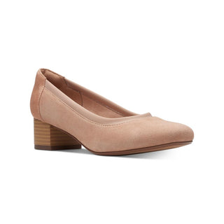 Clarks Womens Pink Cushioned Comfort Chartli Fame Square Toe Block Heel Slip on Pumps Brown Size 9.5 M