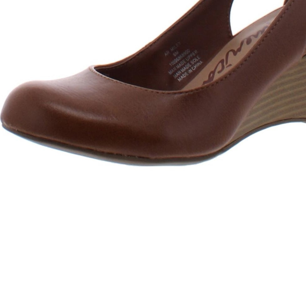 American Rag Women's Miley Faux Leather Ankle Strap Wedges Brown Size 9.5M