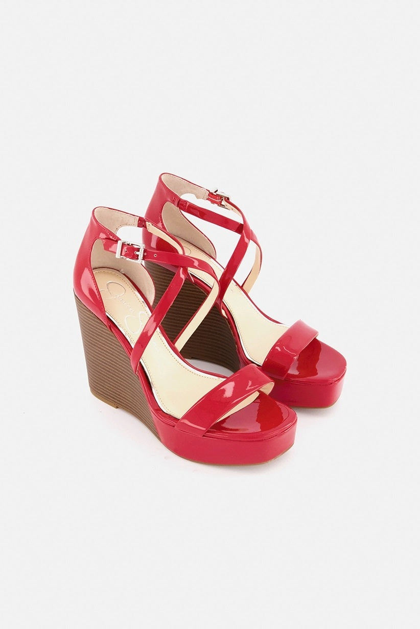 Jessica Simpson Women's Samira Strappy Wedge Sandals Shoes Bright Red  Size 6.5M