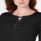 Karen Scott Women's Sport Lace up Sweatshirt Black Size Medium