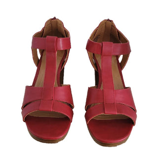 Style & Co Women's Ophelia Block Heel Cutout Sandals Shoes Red Size 7M