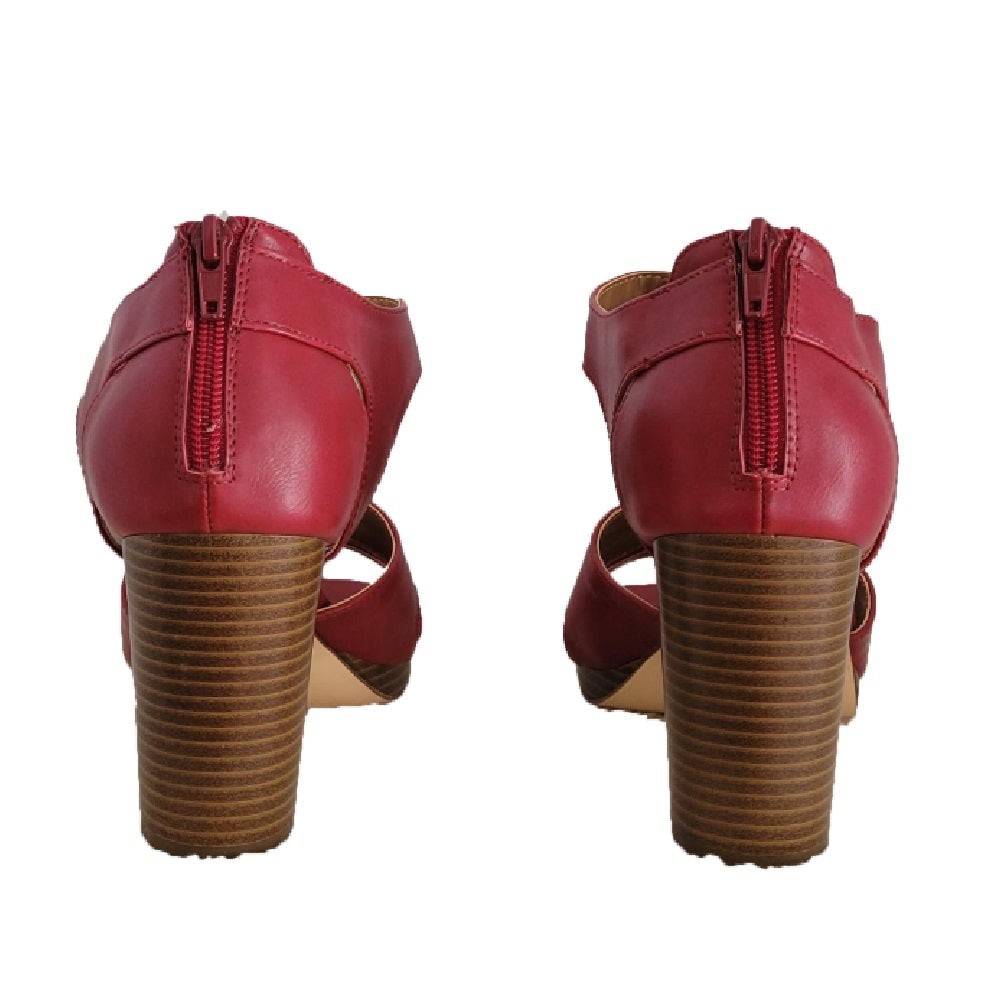 Style & Co Women's Ophelia Block Heel Cutout Sandals Shoes Red Size 7M