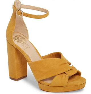 Vince Camuto Women's Corlesta Knotted Sandals Mustard Suede from Sole Society Mustard Size 6.5 M