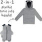 Cubcoats Kids Transforming 2 in 1  Unisex 2-in-1 Pullover Hoodie Gray