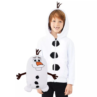 Cubcoats Kid's Olaf Frozen 2 in 1 Transforming Classic Zip Up Hoodie & Soft Plushie White