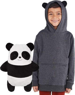 Cubcoats Papo the Panda 2 in 1 Transforming Pullover Hoodie & Soft Plushie Dark Grey