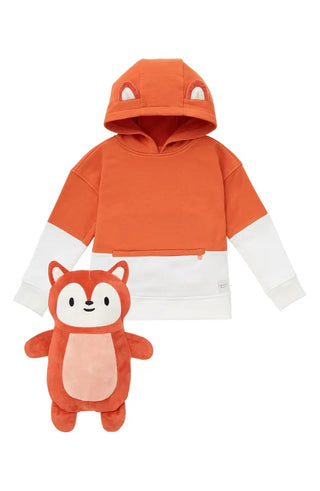 Cubcoats Kid's Toddler Flynn the Fox 2-in-1 Stuffed Animal T-Shirt Orange
