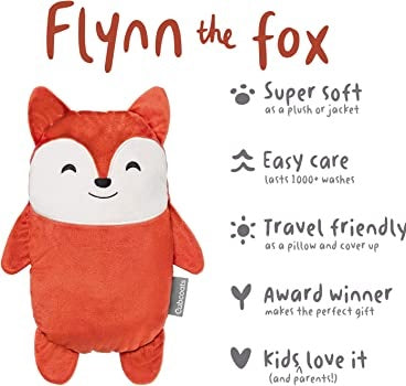 Cubcoats Kid's Toddler Flynn the Fox 2-in-1 Stuffed Animal T-Shirt Orange Size 4-5