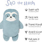 Cubcoats Kid's Toddler Sloth 2-in-1 Stuffed Animal Hoodie Blue