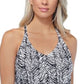 Island Escape Women's Eye of the Tiger Printed Underwire Tankini Top Swimsuit Black Size 12