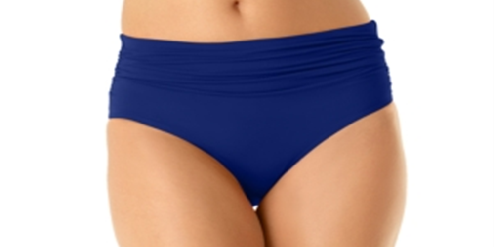 Anne Cole Women's High Waist Bikini Bottoms Swimsuit Blue Size X-Large