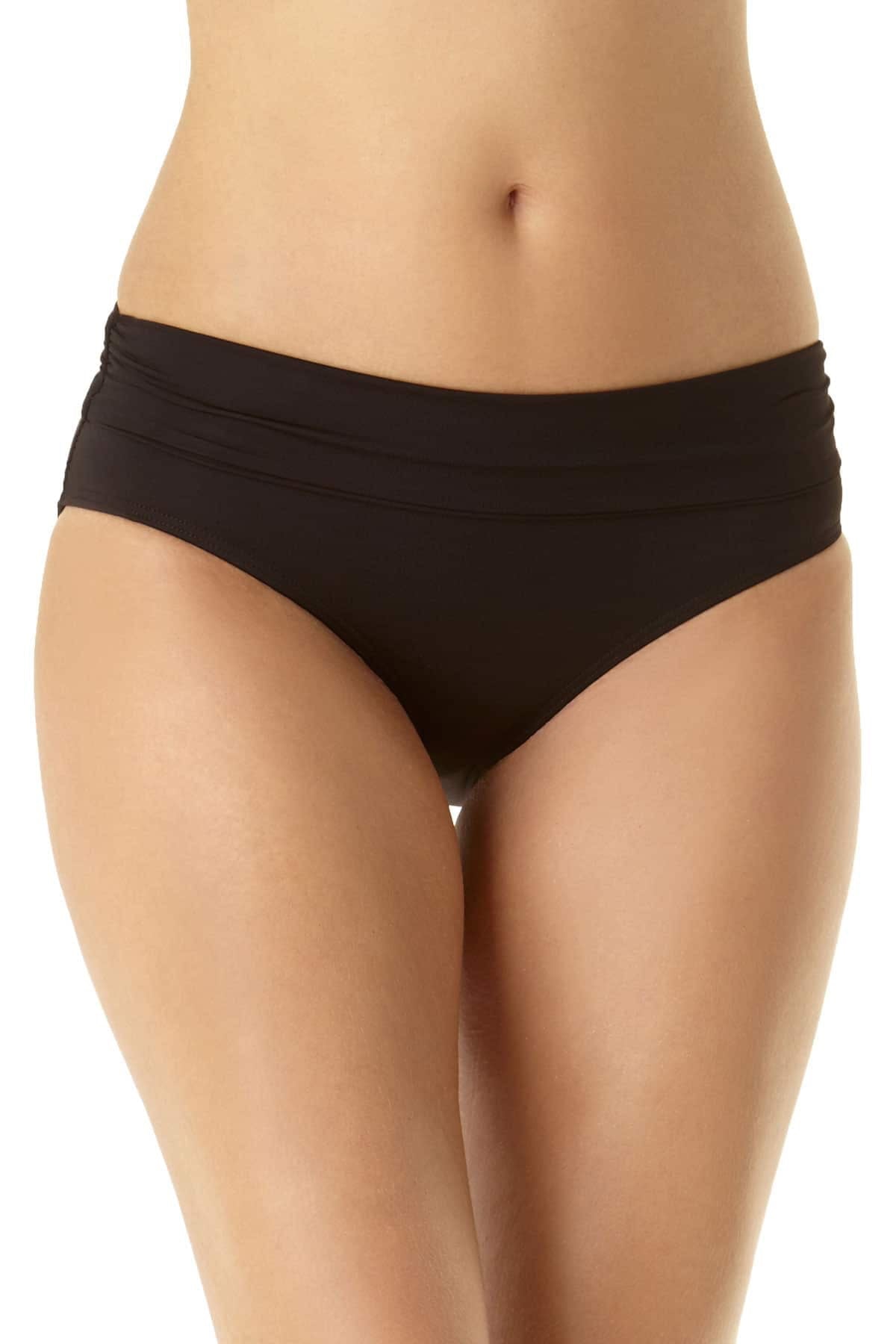 Anne Cole Women's High Waist Bikini Bottoms Black Size Medium