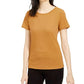 Bar III Women's Textured Scoop Neck Top Harvest Yellow Size XX-Small