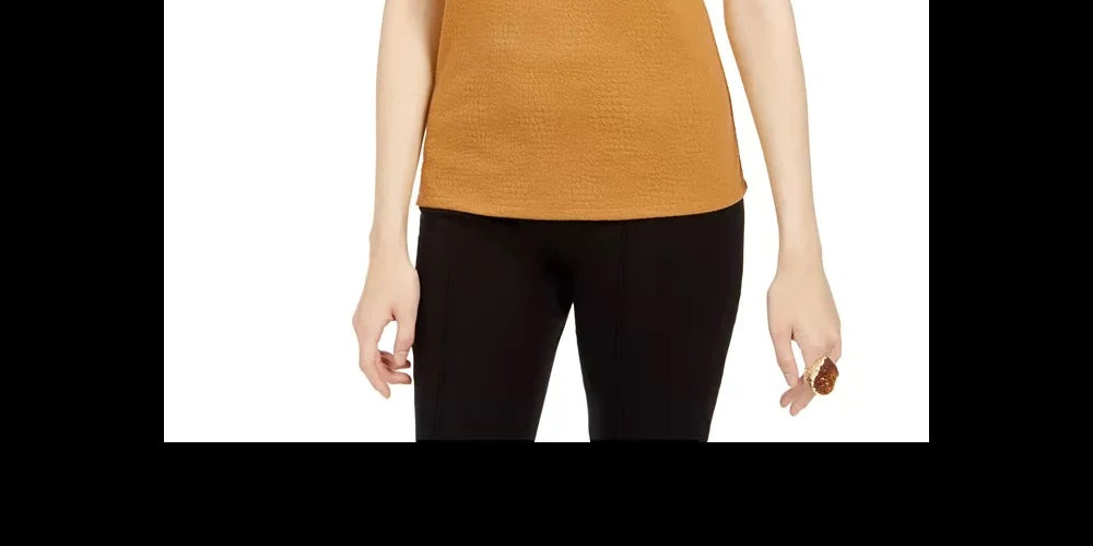 Bar III Women's Textured Scoop Neck Top Harvest Yellow Size XX-Small
