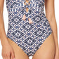 Jessica Simpson Women's Venice Beach Lace up One Piece Swimsuit Gray Size Small