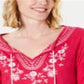 Charter Club Women's Embroidered Slub Top Pink Size Petite L