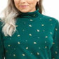 Karen Scott Women's Tree Printed Turtleneck Top Green Size Large