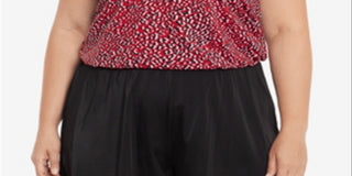 Swim Solutions Women's Printed Stretch Tummy Control Full Bust Support Adjustable Strappy Baby Spice One Piece Swimsuit Red Size 20W