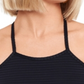 Salt+ Cove Women's Stretch Push up Ruffled Textured Tie Adjustable Smocked Halter Swimsuit Top Black Size Medium